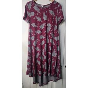 LuLaRoe Carly Dress Size Small Dark Red‎ And Gray Disney Kermit The Frog EUC